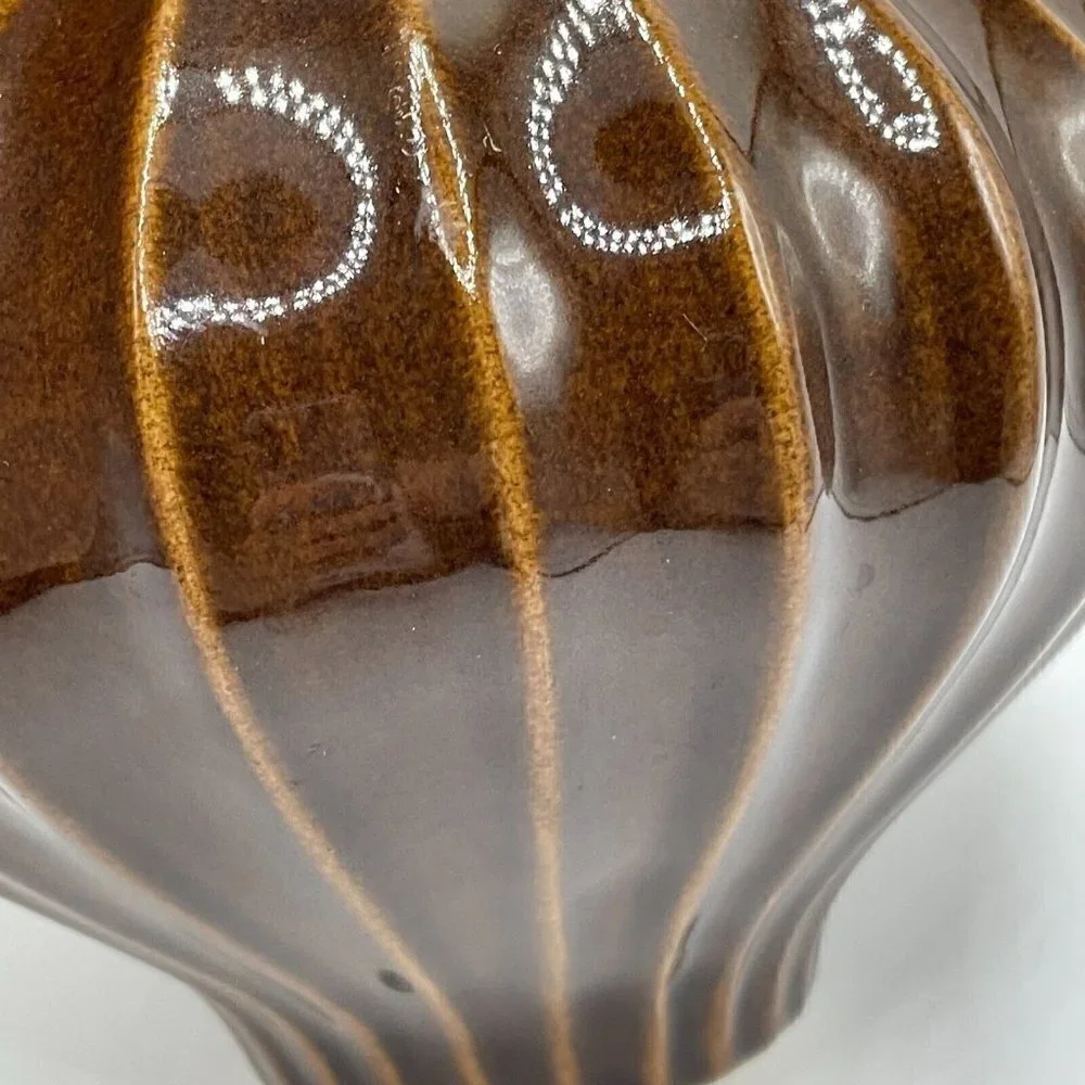 Jonathan Adler Pot Au Porter Original Collection Brown Glazed Ribbed Round Vase